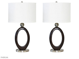 AWF Imports  Steel-Wood Lamp (Pair)