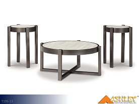 Ashley Lannoli Beige-Pewter Occasional Table Set (3 Piece Set)